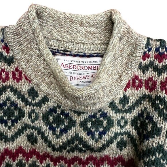 Vintage Abercrombie & Fitch The Big Sweater Fair Isle Pullover Multicolor Large - Picture 3 of 15